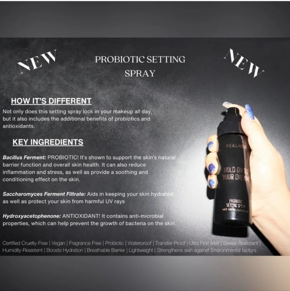 NIB REALHER Hold on to Your Dream Prebiotic Setting Spray Sealed